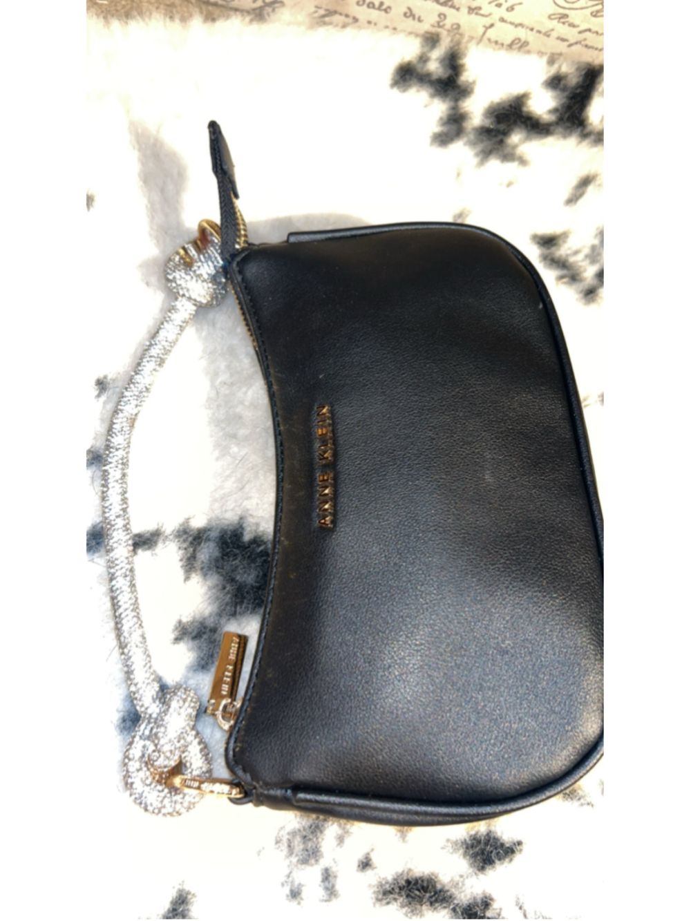 Women's Anne Klein Black Shoulder Bag with Rhinestone Handle, One Size - Picture 5 of 8